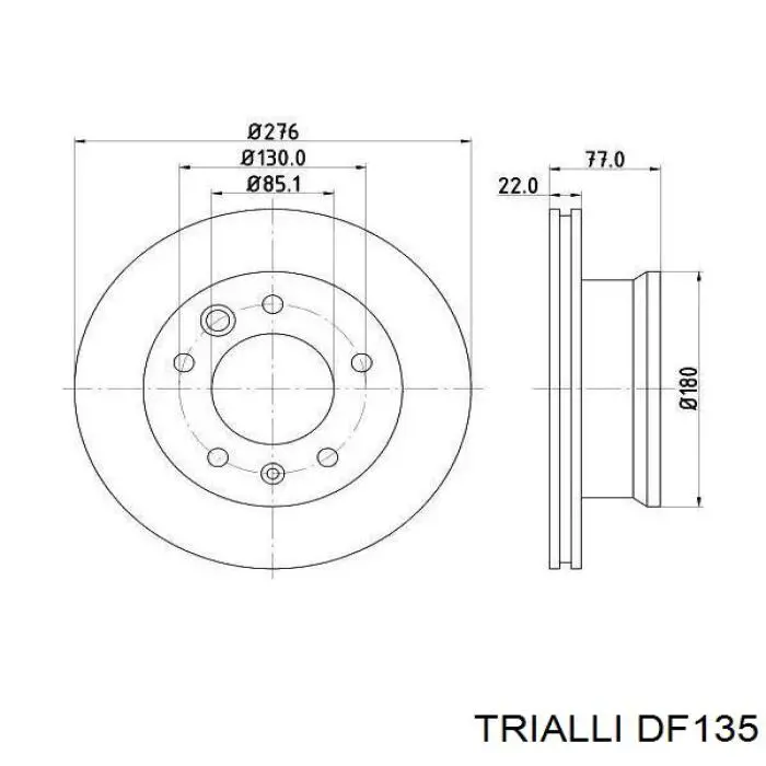 Диск гальмівний передній DF135 Trialli