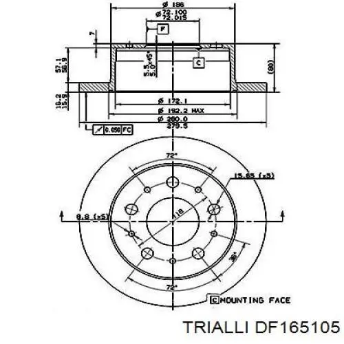 DF165105 Trialli диск гальмівний задній