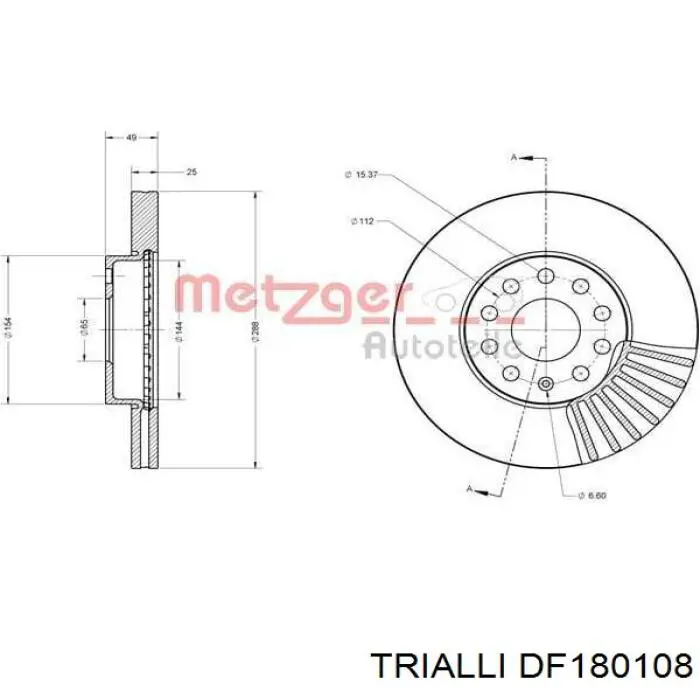 Ремкомплект передніх гальм Trialli DF180108 ціна, від 35.83 USD