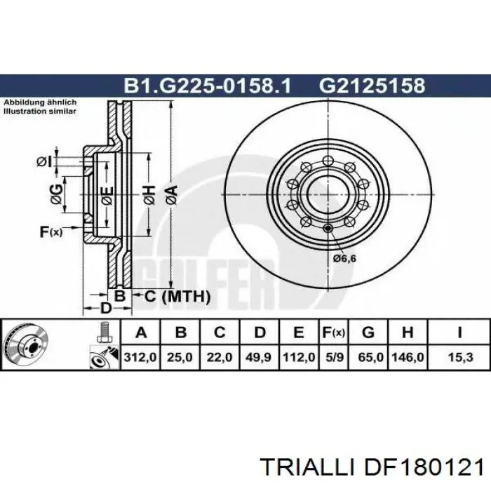 Гальмівні диски передні DF180121 Trialli
