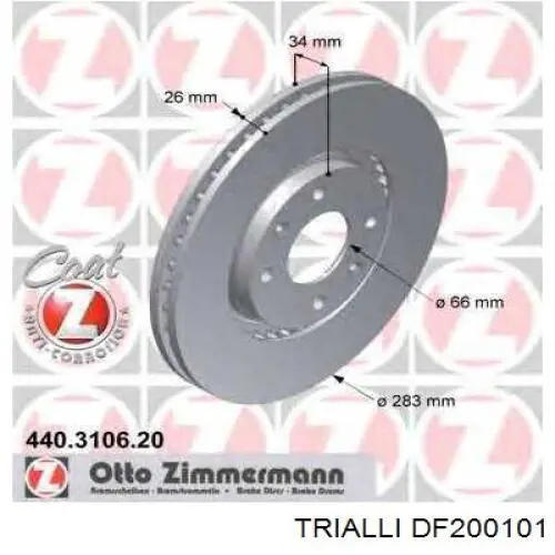 Диск переднього гальма Trialli DF200101 ціна, від 37.42 USD