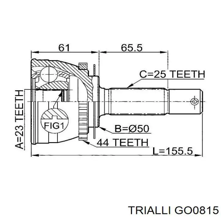 ШРУС зовнішній передній GO0815 Trialli