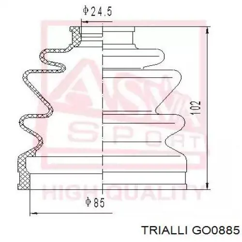 ШРУС зовнішній передній GO0885 Trialli