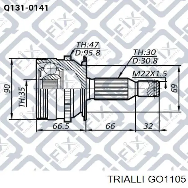 Купити GO1105 Trialli Шарнір приводу зовнішній