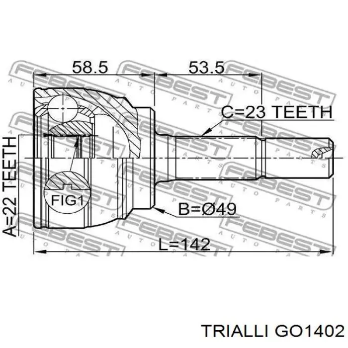 Купити GO1402 Trialli Шарнір приводу зовнішній