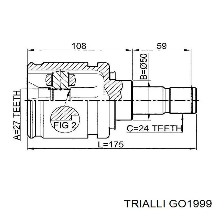 ШРУС зовнішній передній GO1999 Trialli