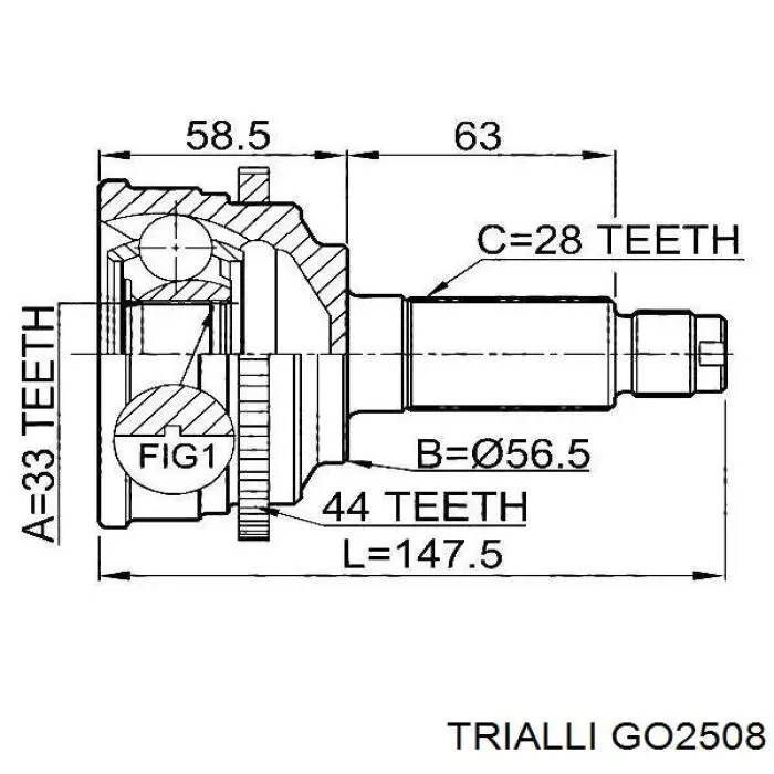 GO2508 Trialli шрус зовнішній передній