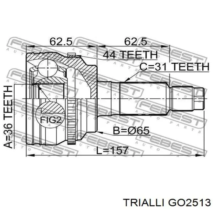 Купити GO2513 Trialli Шарнір приводу зовнішній