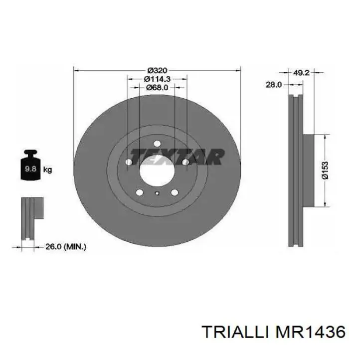 Маточина колеса передня Trialli MR1436 ціна, від 56.62 USD