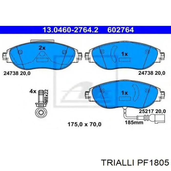 Купити PF1805 Trialli Колодки гальмівні передні, дискові