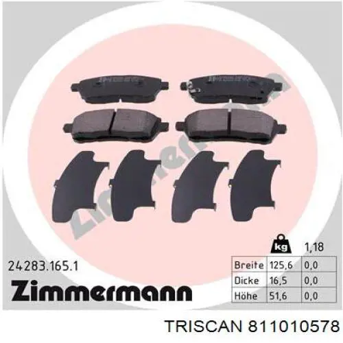 Колодки гальмівні передні, дискові 811010578 Triscan