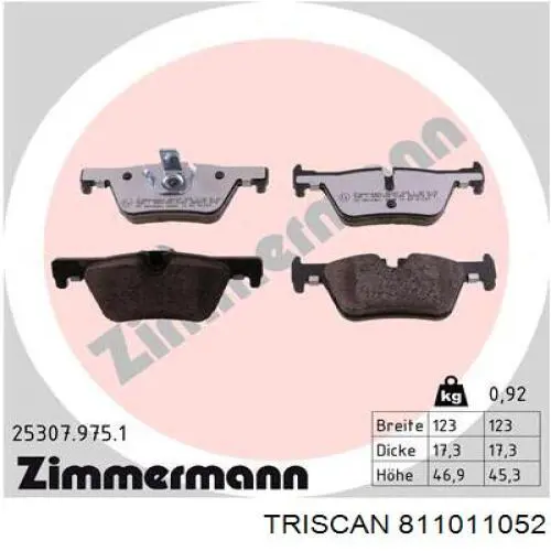 Купити 811011052 Triscan Задні колодки