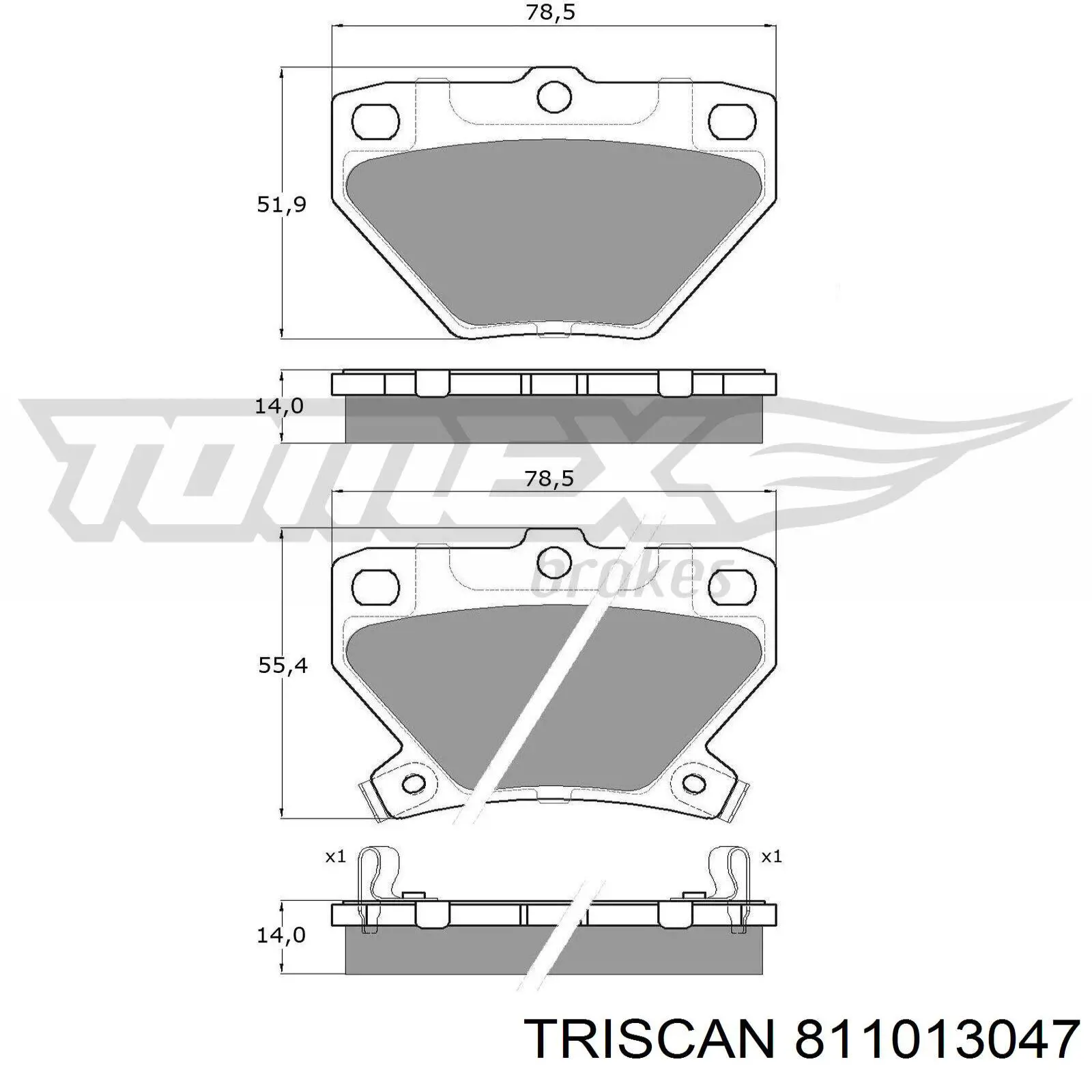 811013047 Triscan колодки гальмові задні, дискові