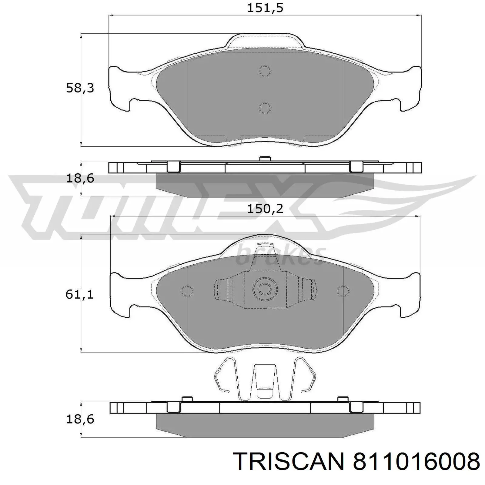 811016008 Triscan колодки гальмівні передні, дискові