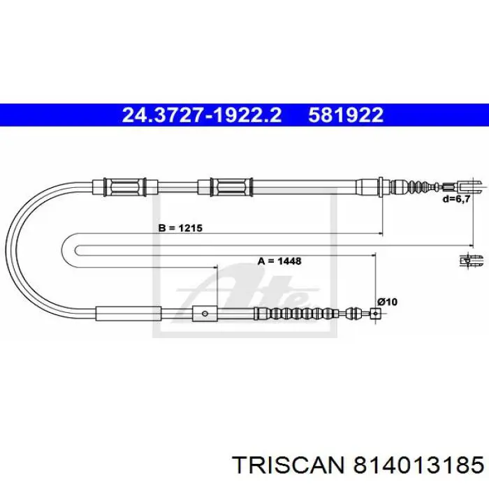 Трос ручника задній лівий Triscan 814013185