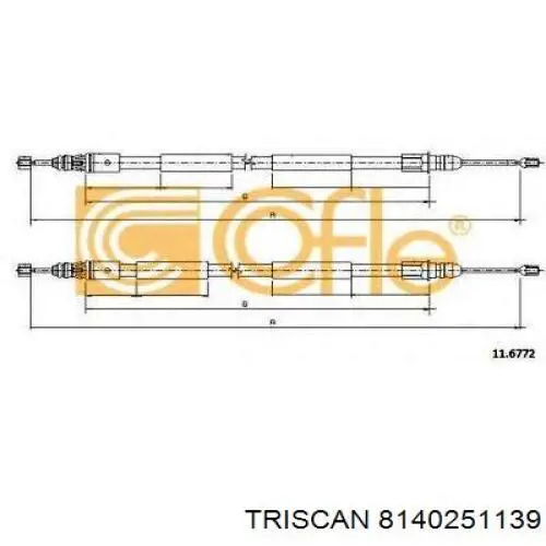 8140251139 Triscan трос ручного гальма, комплект на авто