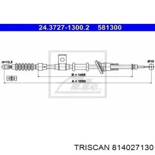 Трос стоянкового гальма задній правий Triscan 814027130 ціна, від 14.62 USD
