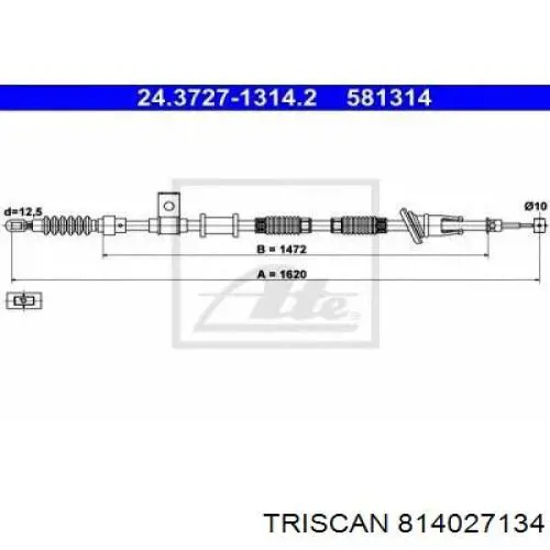 Трос стоянкового гальма задній правий Triscan 814027134 ціна, від 19.04 USD