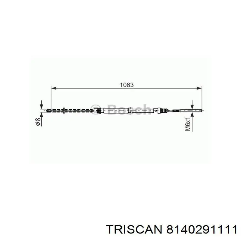 8140291111 Triscan трос ручного гальма задній, правий/лівий