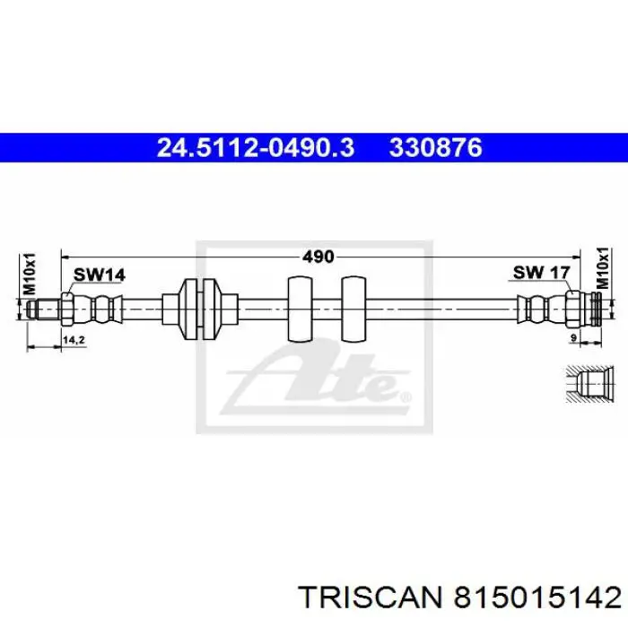 Шланг гальмівний передній 815015142 Triscan