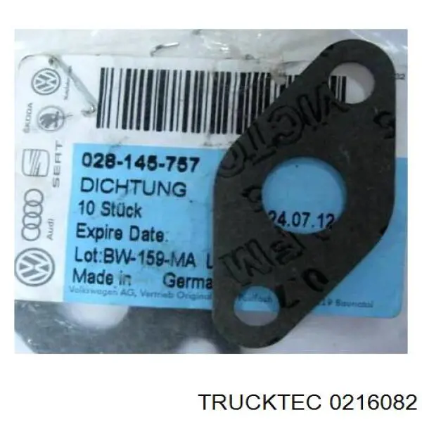 0216082 Trucktec прокладка шланга подачі масла до турбіни