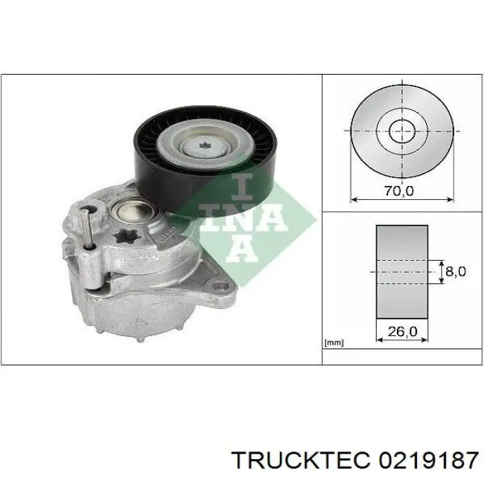 Ролик натягувача приводного ременя Trucktec 0219187