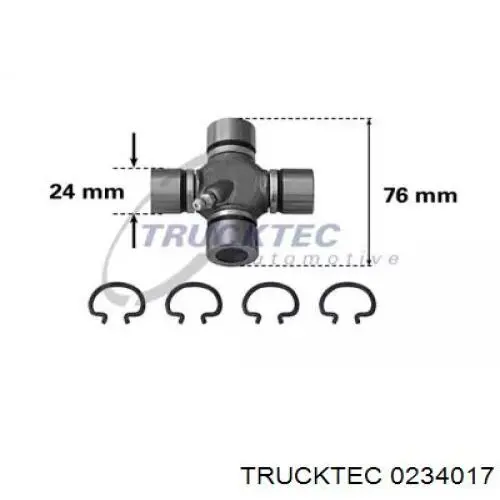 0234017 Trucktec хрестовина карданного валу