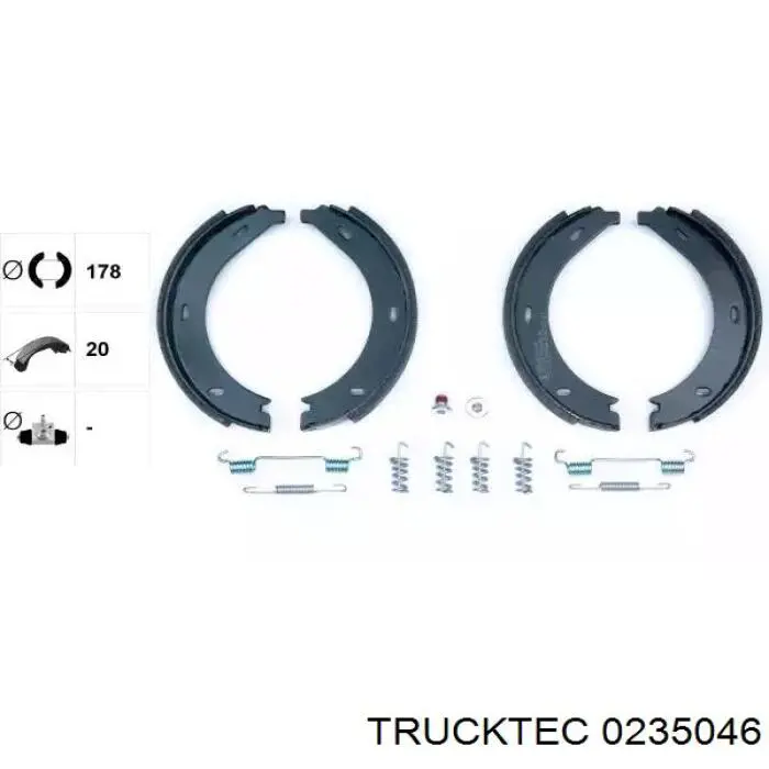 0235046 Trucktec Гальмівні колодки ручника