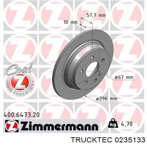 Гальмівні диски 0235133 Trucktec
