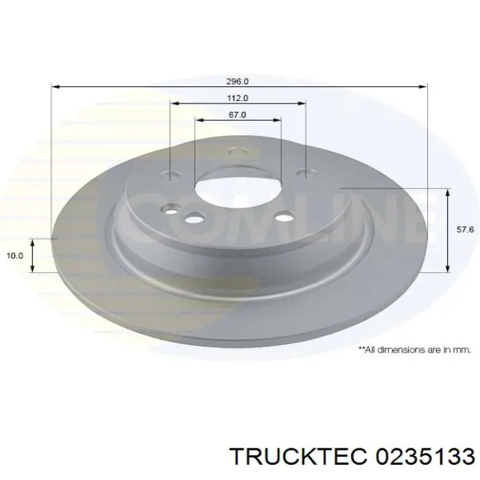 Купити 0235133 Trucktec Диск заднього гальма