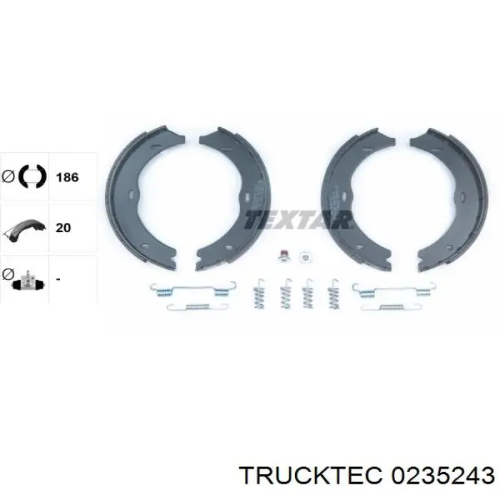 0235243 Trucktec Гальмівні колодки ручника