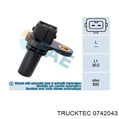 Купити 0742043 Trucktec Датчик швидкості обертання валу АКПП