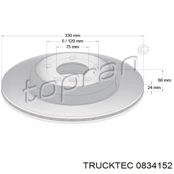 Диск переднього гальма Trucktec 0834152 ціна, від 100.15 USD