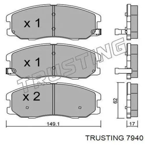 7940 Trusting колодки гальмівні передні, дискові