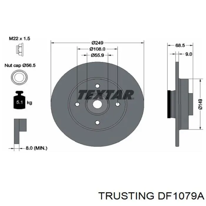 DF1079A Trusting диск гальмівний задній