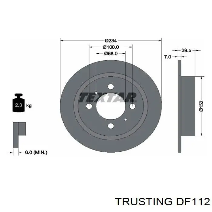 DF112 Trusting диск гальмівний задній
