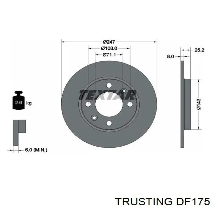 DF175 Trusting диск гальмівний задній