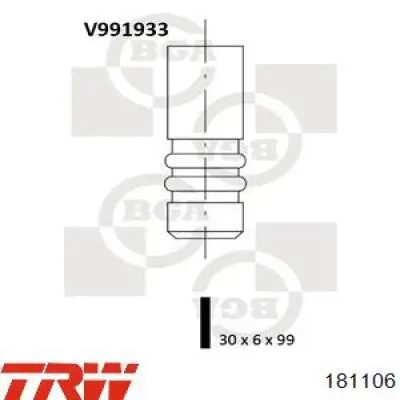 Клапан впускний 181106 TRW