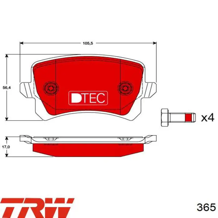 Хрестовина піввісі передній TRW 365 ціна, від 16.36 USD