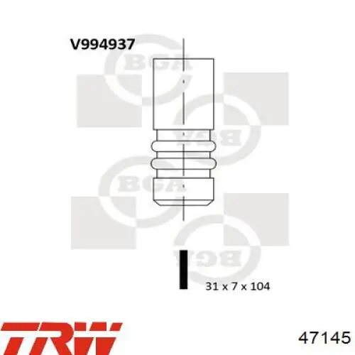 Клапан впускний Volvo 850 (LW) (Вольво 850)