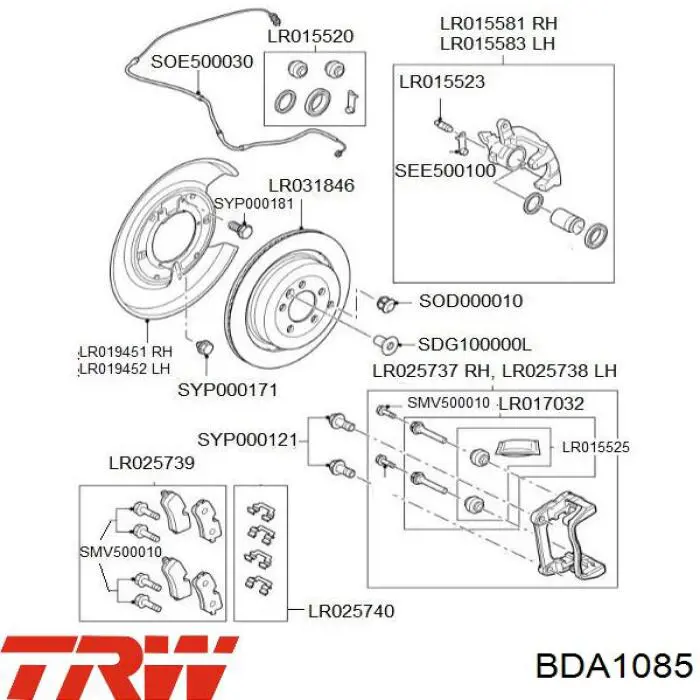 Купити BDA1085 TRW Скоба супорту заднього