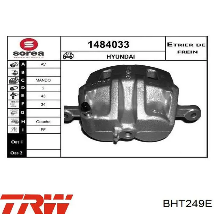 Купити 5818026A10 Hyundai/Kia Супорт гальмівний передній лівий
