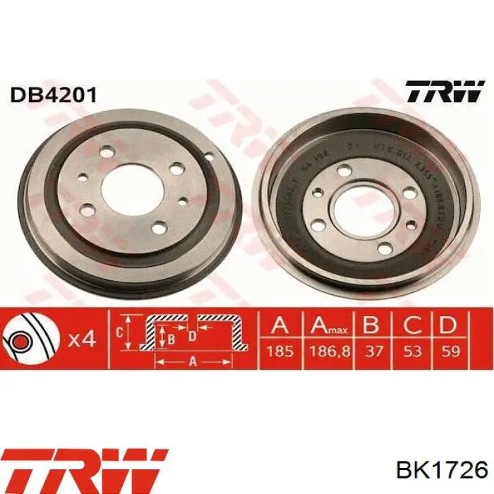 Колодки гальмові задні, барабанні Fiat/Alfa/Lancia 9948237 ціна, від 12.85 USD