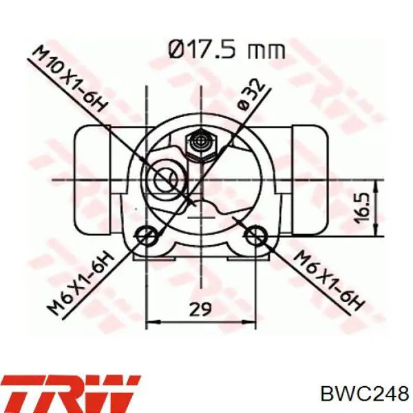 Циліндр гальмівний колісний/робітник, задній BWC248 TRW