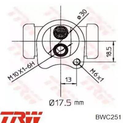 Циліндр гальмівний колісний/робітник, задній TRW BWC251 ціна, від 7.68 USD
