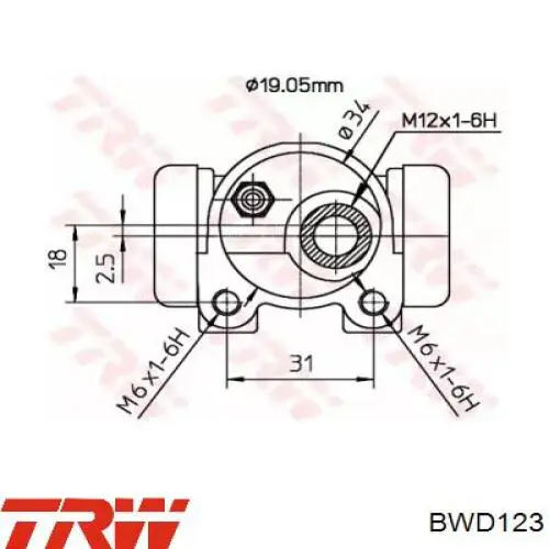 BWD123 TRW циліндр гальмівний колісний/робітник, задній