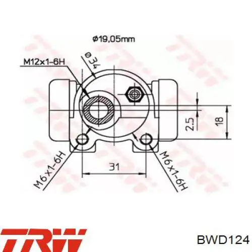 BWD124 TRW циліндр гальмівний колісний/робітник, задній