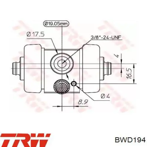 Циліндр гальмівний колісний/робочий, задній TRW BWD194 ціна, від 15.40 USD