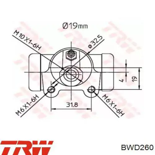 Циліндр гальмівний колісний/робочий, задній TRW BWD260 ціна, від 8.24 USD