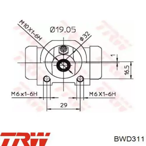 Циліндр гальмівний колісний/робочий, задній TRW BWD311 ціна, від 11.08 USD